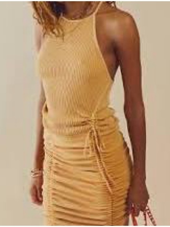 Free People Dresses & Skirts - Free People FP One Ribbed Katya Mini Dress Thermal Gold XS NWT